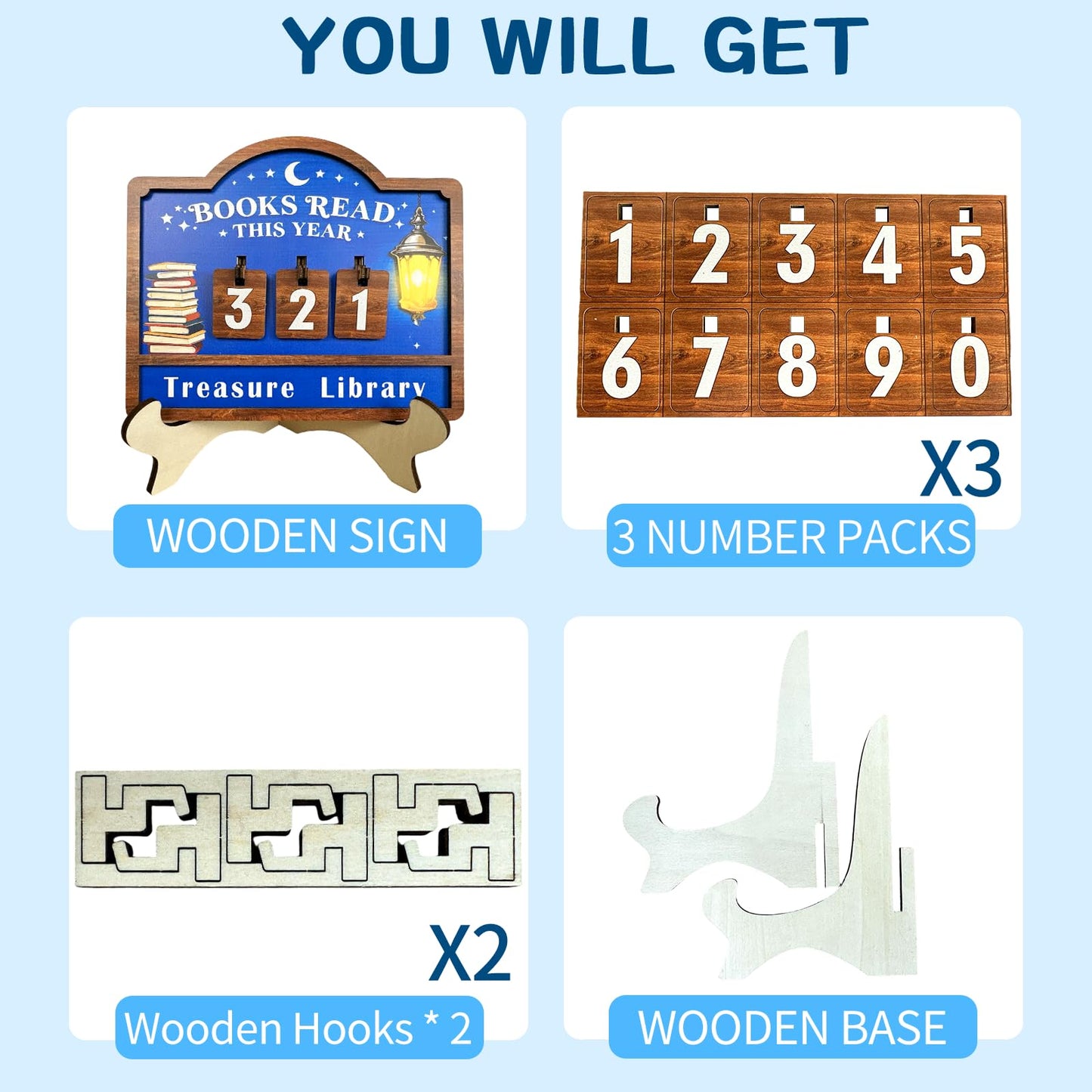 Reading Tracker Counter Sign, Wooden Books Read This Year Display, Book Lover Gift for Librarian, Reader, Teacher, Women, Wall and Table Decor for Home Library, Teachers, Book Lovers