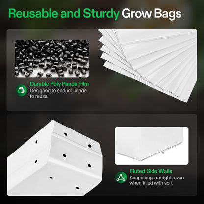 VIVOSUN 50-Pack 3 Gallon Grow Bags for Plants, Black-and-White Thick Plastic Bags for Potting Seedlings, and Rooting