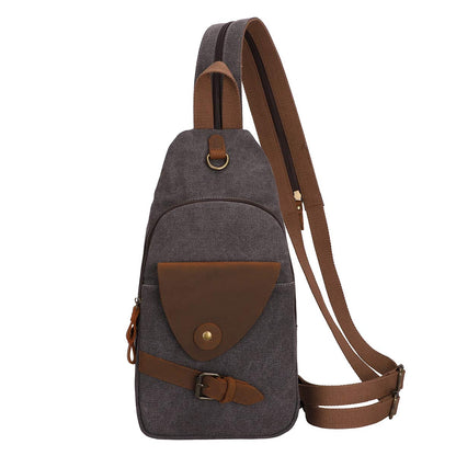 KL928 Canvas Sling Bag Crossbody Backpack Shoulder Casual Rucksack for Men Women,Dark Dray
