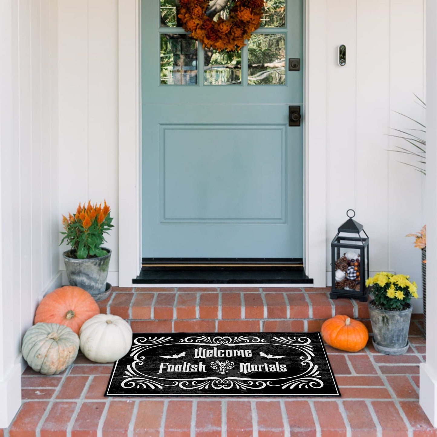 Shelinh Welcome Foolish Mortals Custom Doormats Funny Front Door Mat Cute Welcome Mat Non Slip Indoor18x30 Inch