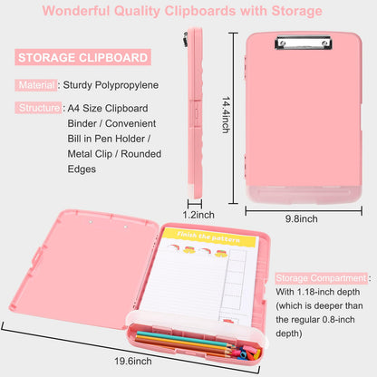 SFLHHDM Clipboard with Pen Holder, Legal Size Nursing Clipboards with Storage, Plastic Clip Boards for Writing, Lightweight Cute Clipboard Storage with Low Profile Clip for Work, Office