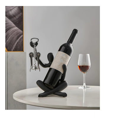 XINXUAN Modern Wine Bottle Holder, Resin Hollow-Out Design Decorative Wine Rack(Black)
