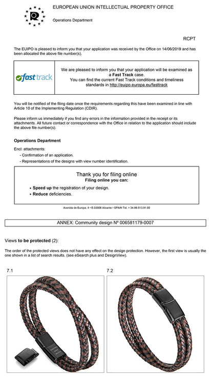 murtoo Mens Bracelet Leather Braided, Brown and Black Leather Bracelet for Men