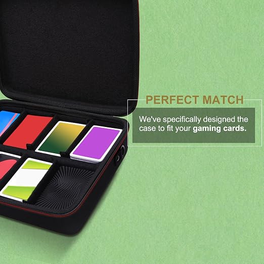 LTGEM Card Game Case Compatible with Cards Against Humanity/Magic the Gathering/UNO/Pokemen/Baseball/Football Cards 2500+, Trading Card Storage Box with 6 Dividers and Shoulder Strap, Purple