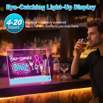 Rechargeable LED Drawing Board for Kids, 16" Light Up Acrylic Dry Erase Board, Lumi Board LED Note Board with Invisible Stand Glow Doodle Board Birthday Easter Gifts for Kids Blue