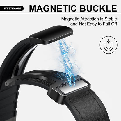 WestEagle Magnetic Leather Bands Compatible with Apple Watch 49mm 46mm 45mm 44mm 42mm(S3/2/1) for Men Women, Genuine Leather with Magnetic Buckle for iWatch Ultra1/2/3 Series SE11/10/9/8/7/6/5/4/3/2/1