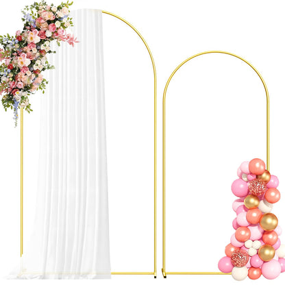 Metal Arch Backdrop Stand, 7.2FT+6FT Wedding Arch Frame, Gold Wedding Arch Backdrop Stand Set of 2, Balloon Arch Backdrop for Wedding Birthday Party Baby Shower Graduation Ceremony Decor