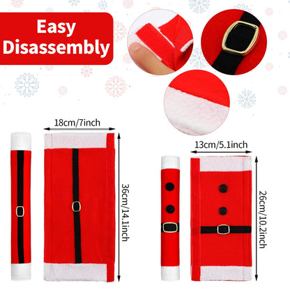 YIJXPOIN 4 Pieces Christmas Refrigerator Handle Covers Santa Belts Kitchen Decorations Refrigerator Door Handle Covers for Christmas Fridge Microwave Oven Dishwasher Handle Protector