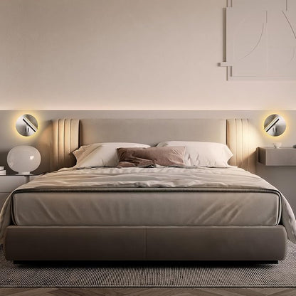 Round Wall Mount Reading Light for Bed Bedside, Modern Hardwired Sconce with on off Switch for Bedroom, Brushed Nickel Wall Sconce Mounted Beside Reading Lamp, Decorative Wall Night light (Silver)