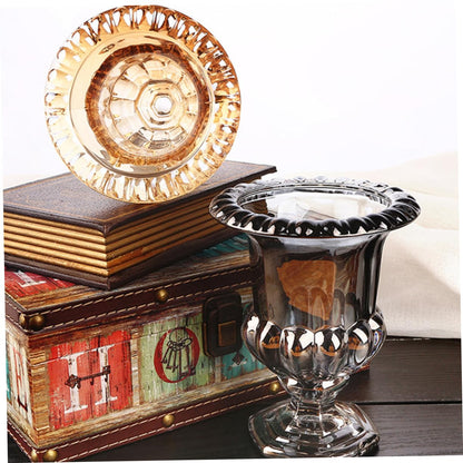 1Pc Roman Vase Glass Flower Vessel Desktop Decor Country Plant vase Rural Flower Planter Glass Planter Crystal urn Terrarium airhorn Embossment Bud Cylinder Office