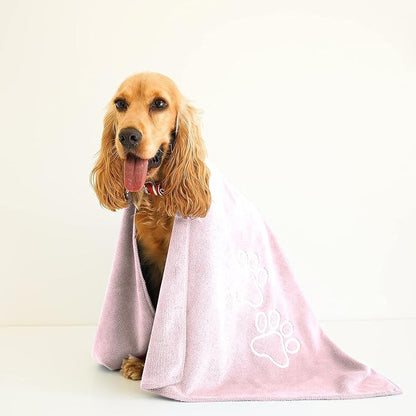 Luzia Unconditional Love | Premium Pet Drying Towel | Ultra Absorbent and Soft Microfiber Towel for Dogs and Cats (Pink) XL