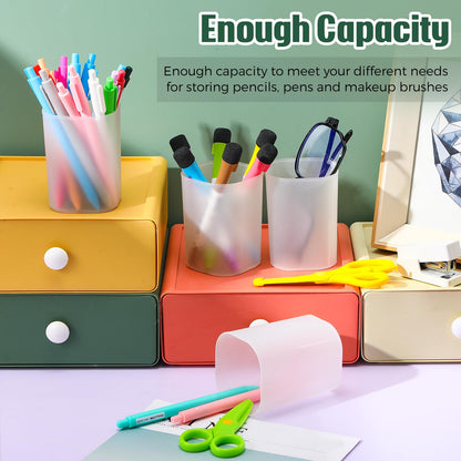 Weekgrat 30 Pack Pen Holder Pen Cups for Desk Organizers and Storage Stationery Plastic Matte Pencil Holder Cups Ins Style Transparent for Office School Supplies (White)