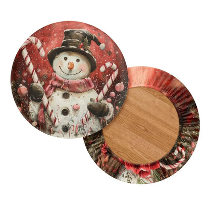 Wiryuouvt Cute Snowman Elastic Seat Covers for Chairs Newspaper Barstool Seat Covers Round Bar Stool Seat Covers Bar Chair Covers with Non Slip Bottom Cushion Chair Slipcover L
