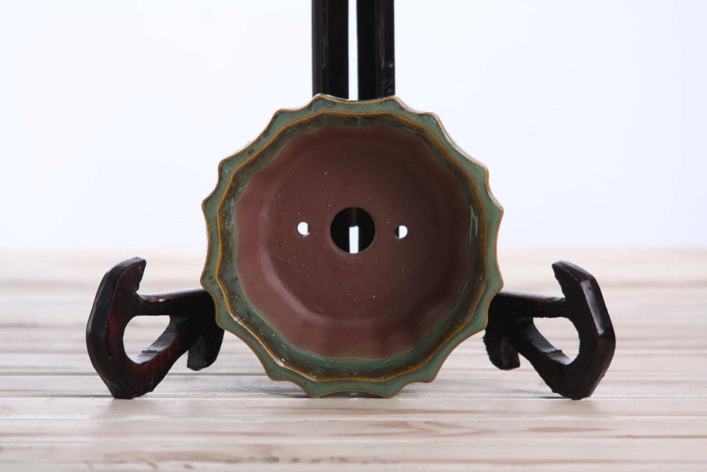 Willow Bonsai Ceramics Flower Design Bonsai Pot, 4.5inch Diameter, Plant Container, Succulant Pot, High Fired Ceramic Stoneware, Frost Proof, Handmade (Seaweed 2023)