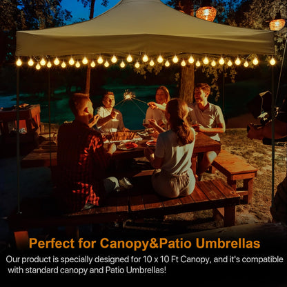 Eliteemo LED Canopy Lights for 10x10Ft Canopy, 40 Ft LED Canopy String Light, Outdoor Canopy Tent Lights with 80 LED Warm White Bulbs and 8 Modes, Waterproof, Super Bright to Display at Night Outdoors
