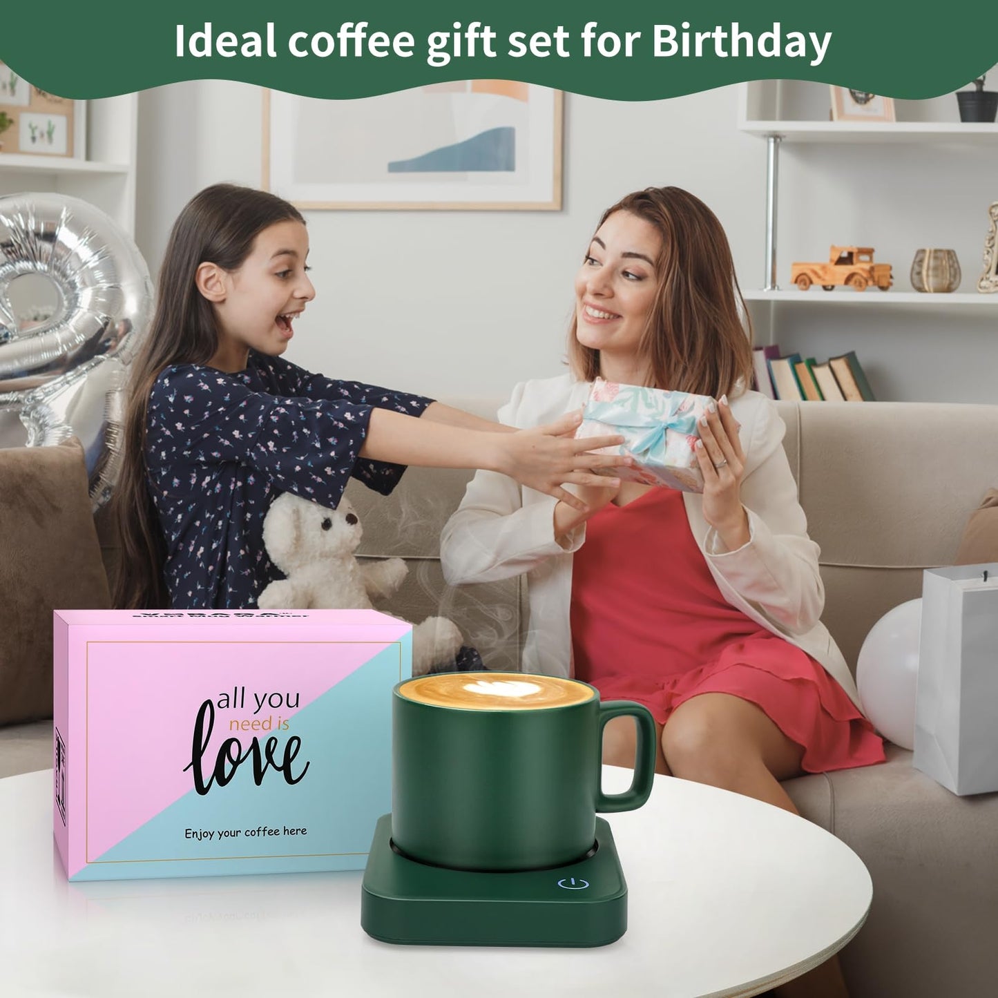 VOBAGA Mug Warmer Set, Coffee Warmer for Desk with 11oz Ceramic Mug, Auto Shut Off & 3-Temp Settings, Smart Coffee Cup Warmer, Home Office Essentials Coffee Set