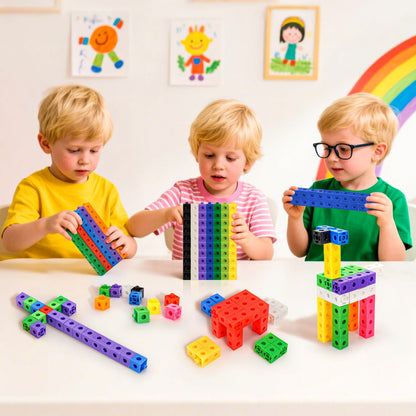 ZEAYEA 300 Pcs Linking Cubes with Storage Box, Counting Blocks for Math Learning and Fun Activities, Math Manipulatives Educational Supplies for Spatial Intelligence, Counting, Creativity