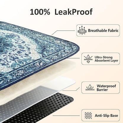 Washable Pee Pads for Dogs, Reusable Puppy Potty Training Pads, Ultra-Absorbent Thick Waterproof Leak-Proof Non-Slip Pads & Mat for Crate, Playpen, Floor, Whelping & Housebreaking , 1 Pack 72"x72"