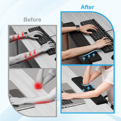 Leolee L-Shaped Desk Long Wrist Rest Elbow 60CM, Black Memory Foam Arm Rest for Desk with Non-Slip Base, Ergonomic Desk Edge Cushion, Wrist Support for Computer Keyboard, Typing, Office, Home