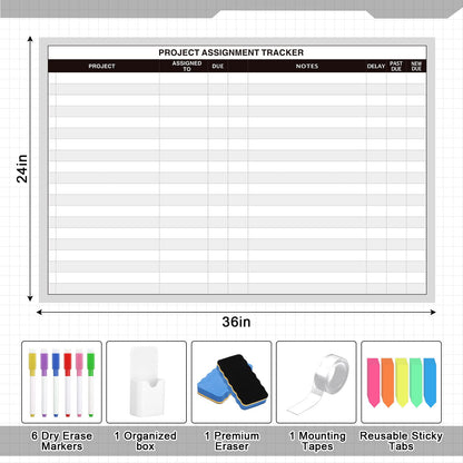Lincia Large Magnetic Project Planning Management Vision Board 24 x 36 Reusable Office Whiteboard Make Ready Board Property Management Wall Project Planner for Managers Entrepreneurs
