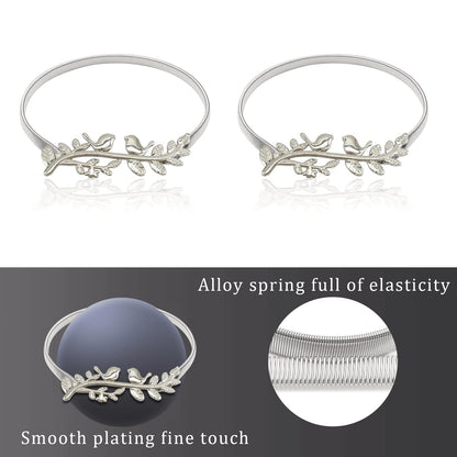 4Pack Curtain Tiebacks Aluminum Alloy Spring Design Curtain Holdback Leaf Carving Design Curtain Ties for Drapes Curtain Ties Backs Curtain Modern Style Curtain Holdback Decor (Silver Bird)