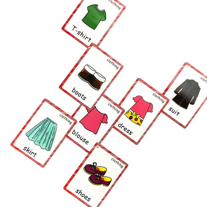 Set of Clothing and Weather Flash Cards for Toddlers | Kids Learning Flashcard & Montessori Pocket Cards Toys | Perfect for Pre-K Decor Background Wall Stickers, Teacher/Autism Therapists Tools