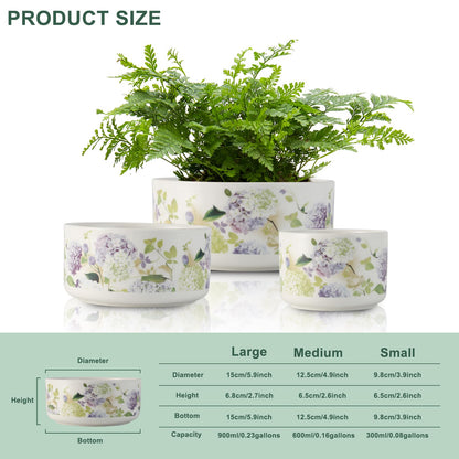 faghusp Ceramic Plant Pots Set of 3, Planters & Container Accessories Planters Indoor Outdoor Flower Planter for Home, Garden, Office Décor 6“ 5” 4“ (3, Porcelain White)