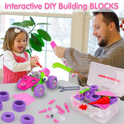 STEM Toys for 4 5 6 7 8+ Year Old Girl Birthday Gifts Pink Educational Building Toys for Kids Ages 4-8 5-7 8-10 Stem Kits Activities Construction Toys for Girls 4-6 6-8 Engineering Creative Games