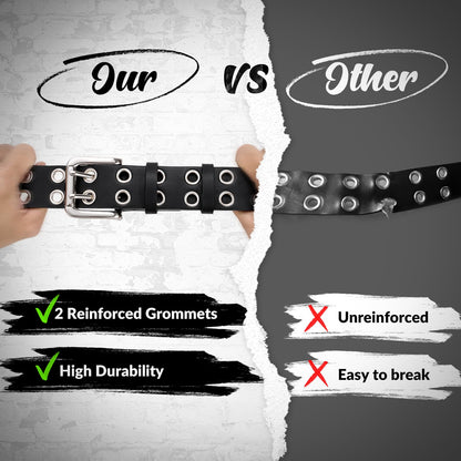 BELTROAD Double Grommet Studded Belt with Detachable Chain Goth Belt for Men Women Punk Rock Metal for Jeans Pants