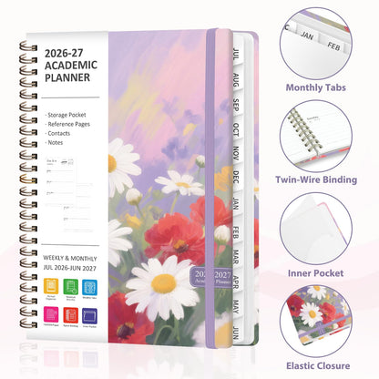 Planner 2026-2027, Weekly and Monthly Academic Planner, July 2026 - June 2027, Hardcover Calendar Agenda Book for School Year Planning, School Supplies for Teacher and Student, A5(6.3'' x 8.5'')