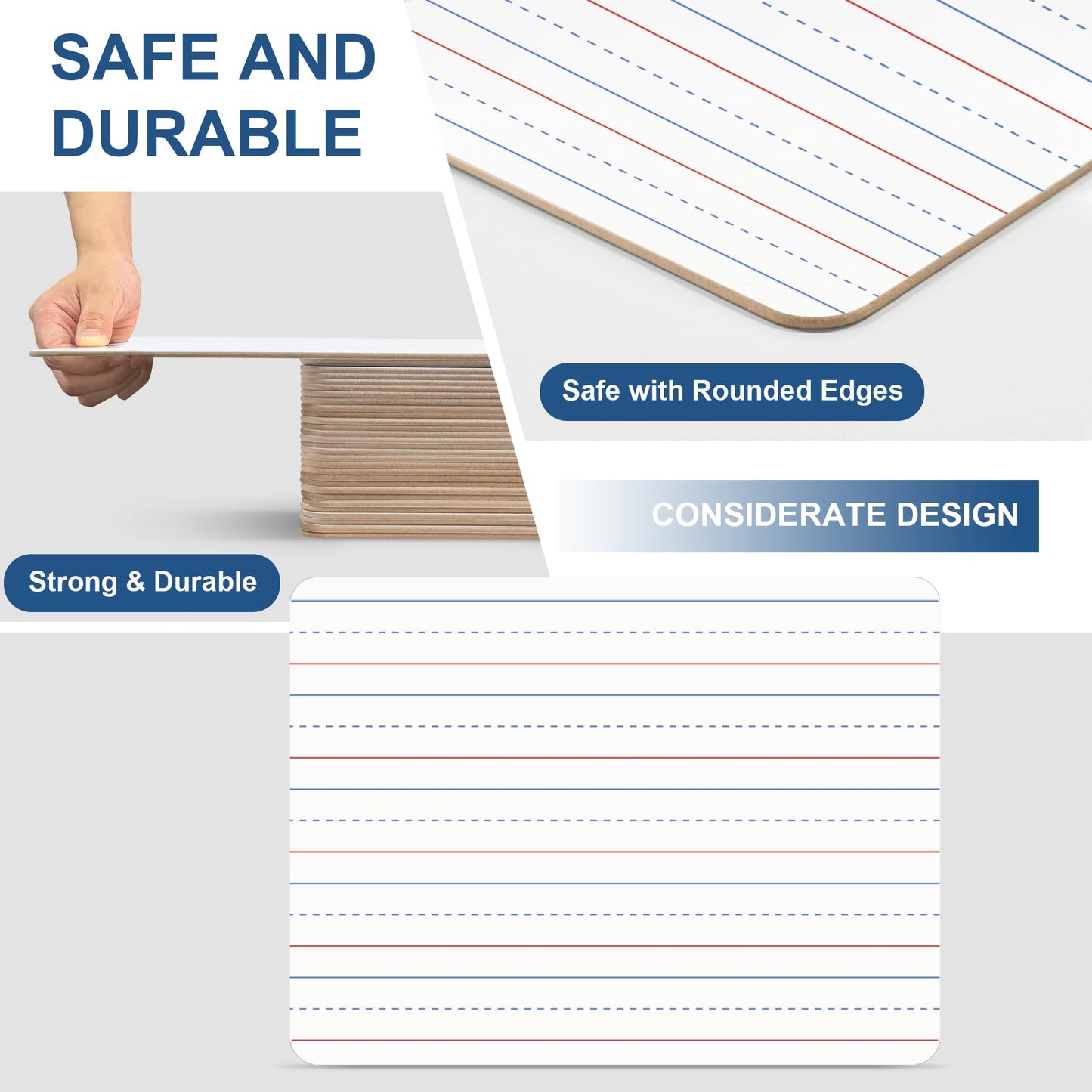 Dry Erase Boards, 30 Pack 9 x 12 Inch Mini Portable Practice White Boards with 30 Markers, 30 Erasers, Double Sided Personal Small Whiteboards with Lines for Kids, Students, Teachers Classroom School
