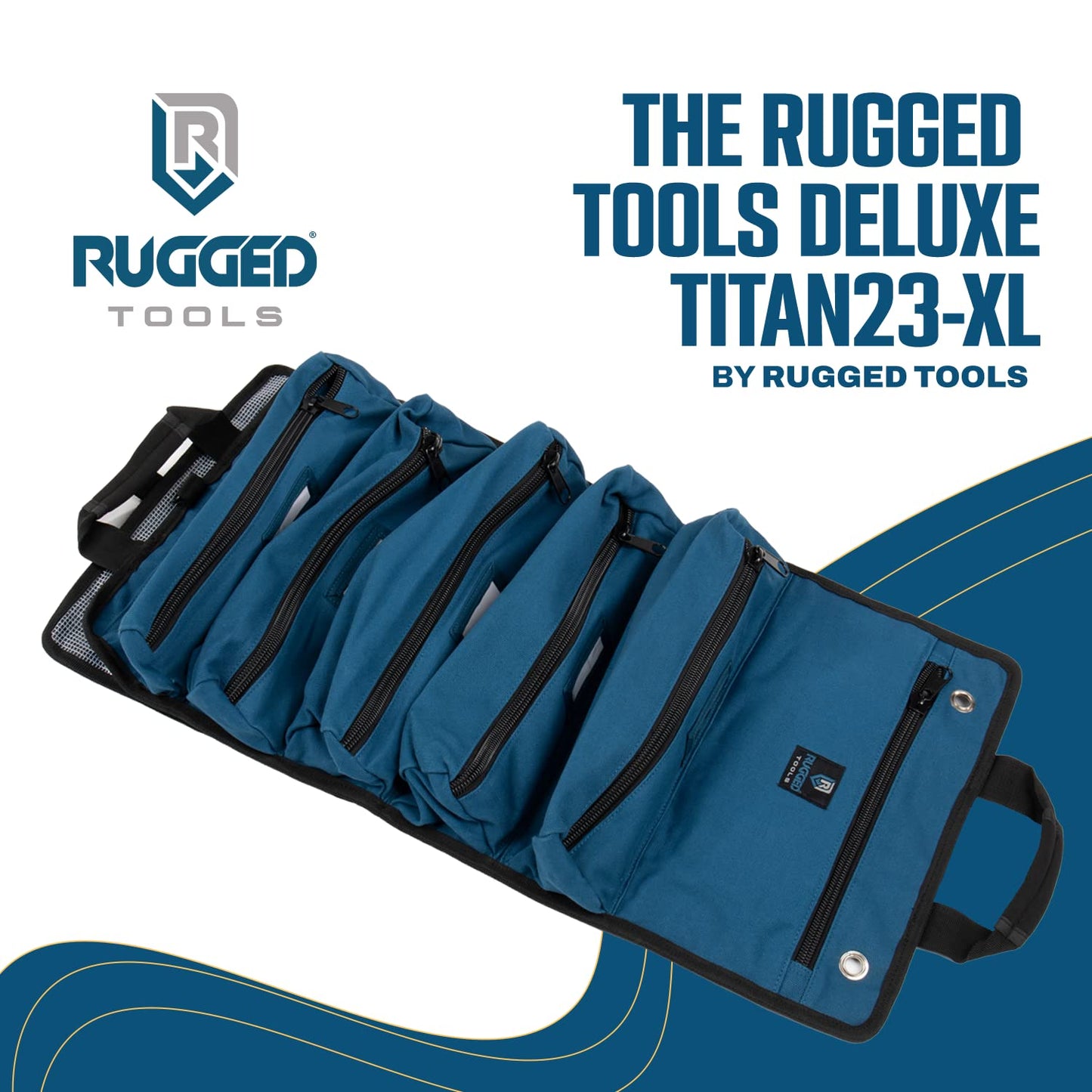 Rugged Tools Titan23-XL Tool Roll - Wrench Roll & Organizer - Canvas Tool Bag & Tool Pouch for Electrician, HVAC, Plumber, Carpenter or Auto Mechanic