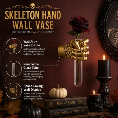 Halloween Wall Sculpture, Wall Mounted Creepy Skeleton Hands, Life-Sized Horror Skeleton Hands Decorations, Gothic Hanging Wall Art Sculpture,Unique Vase,Home Decor (Gold)