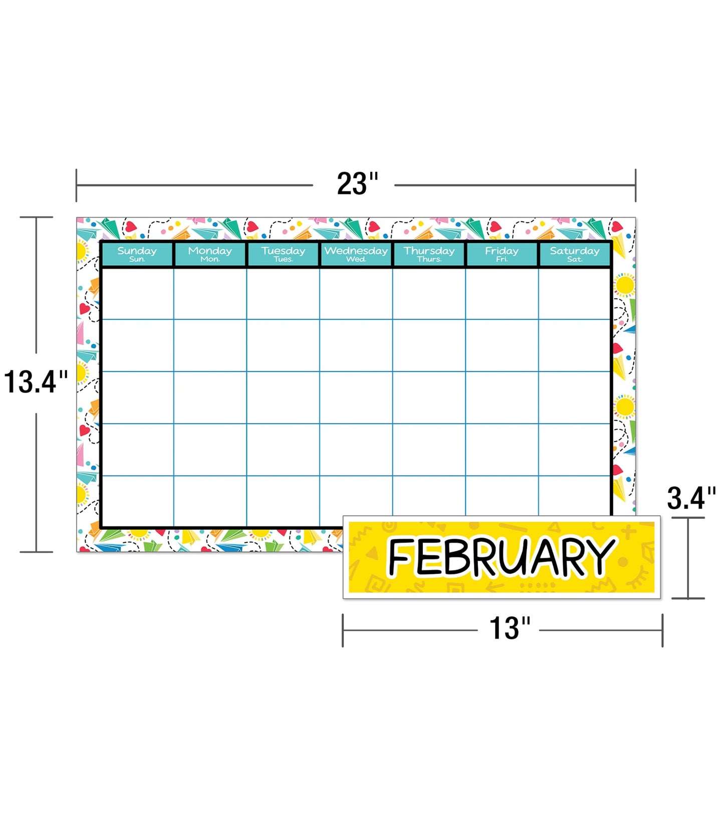 Carson Dellosa Happy Place 139 pc Set Calendar, Monthly Headers, Birthday, Holidays, Numbers Cover Ups, Seasons, Weather, and Days of The Week Chart for Classroom, Bulletin Board, Wall Decor