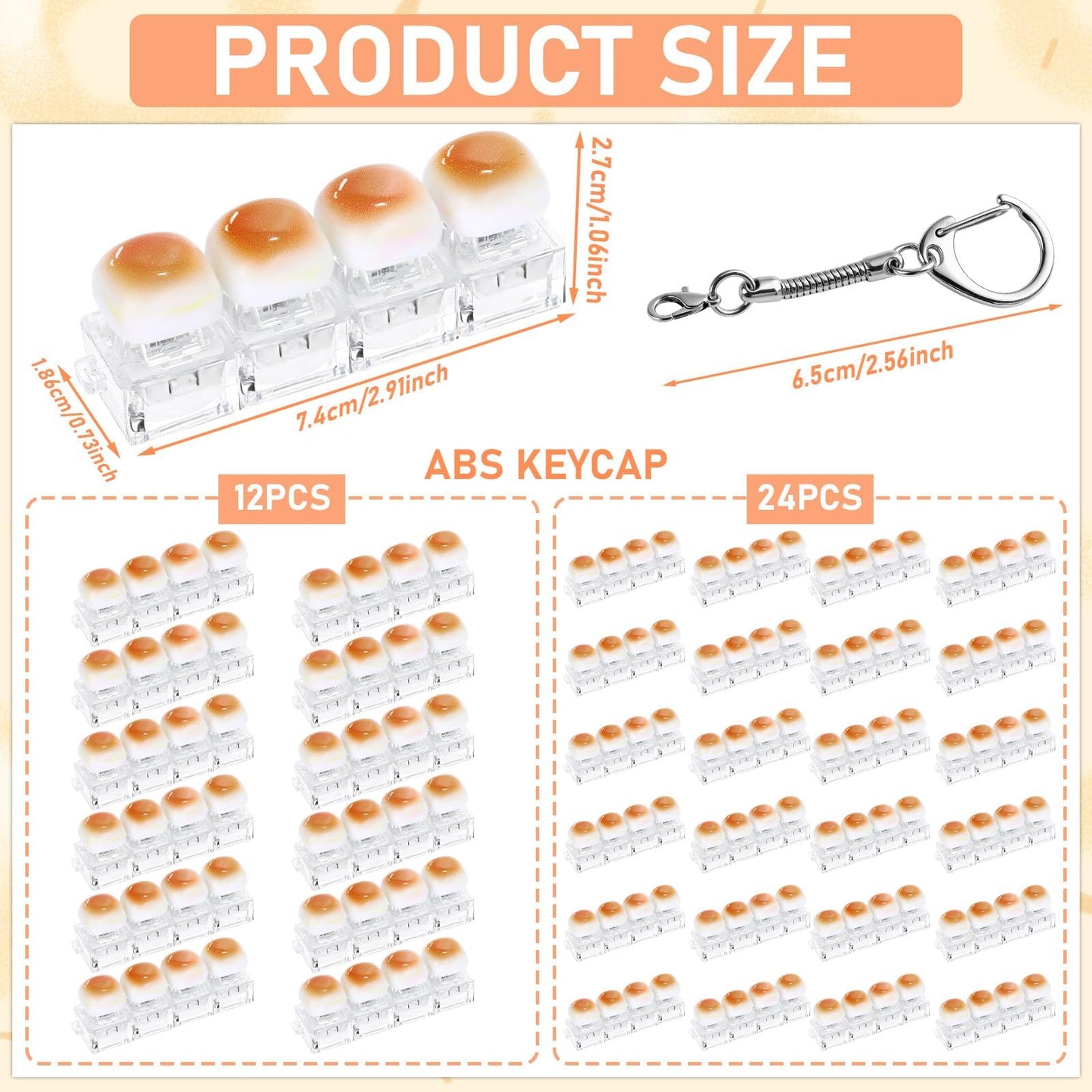 12 Pcs Keyboard Fidget Stress Relief Fidget Clicker Keyboards Set Caramel Bread Keyboard Decompression Button Stress Relief Gifts for Adults to Relieve Stresses Pass Time Party Favors