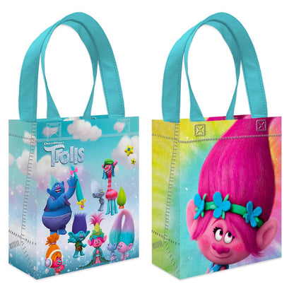 DreamWorks Trolls Party Favor Bags Set – 24 Pack 8" Goodie Bags for Kids Bulk Reusable Mini Totes | Trolls Birthday Party Supplies