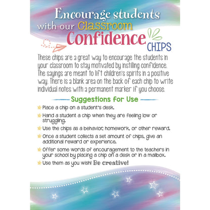 Really Good Stuff Confidence Chips – 100 Empowering, Motivational, Positive Affirmations – Encourage Positive Feelings– Social-Emotional Learning – SEL for The Home and Classroom