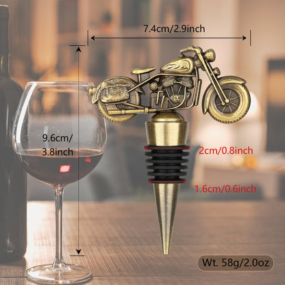 LULLEA Motorcycle Wine Bottle Stopper, Unique Motorcycle Gifts Wine Gifts for Men Women, Father's Day, Christmas, Birthday Gifts for Bikers, Wine Saver, Bronze with Bag
