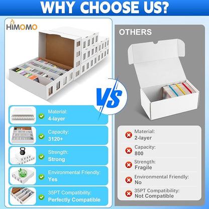 6 Pack Trading Card Storage Box 18800+ Count Cards Storage Box with 48 Card Divider White Sports Card Boxes Bulk Card Cases Cardboard Card Collection Trading Card Boxes for Basketball MTG TCG Cards