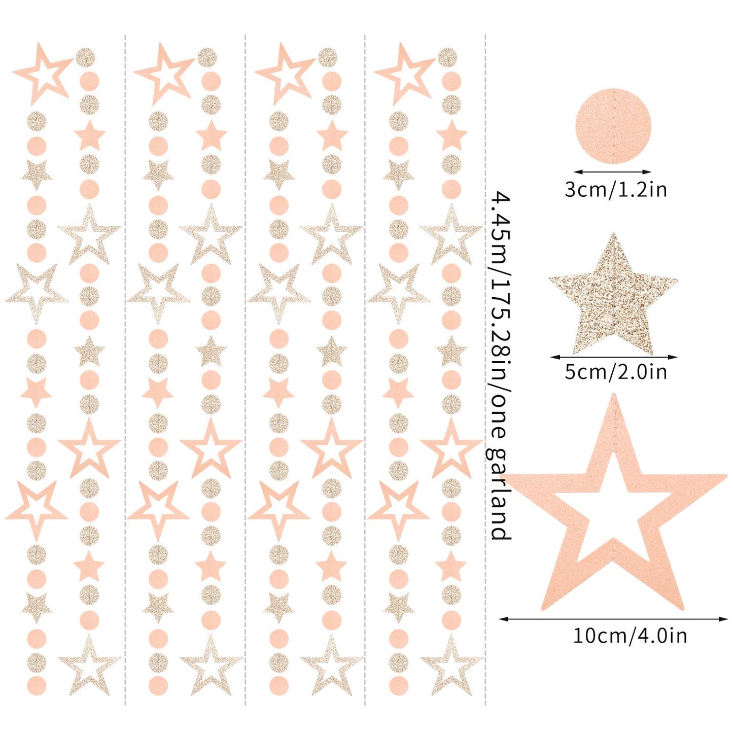 Rose-Gold Peach Star Party-Decoration Garland Lasting Surprise