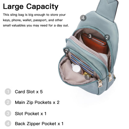 Telena Small Sling Bag for Women Leather Crossbody Fanny Packs Chest Bag for Women