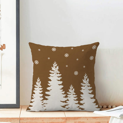 CXMEIFLY Christmas Pillow Covers 18x18 Inch Set of 2 Brown Cream Christmas Tree Snowflakes Decor Throw Pillows Winter Xmas Holiday Outdoor Cushion Cases for Couch Bed Decorations