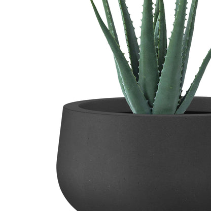 Kante 11.8" Dia Round Concrete Planter, Cement Plant Pots with Drainage Hole and Rubber Plug for Outdoor Indoor Garden Home, Modern Curvaceous Design, Black