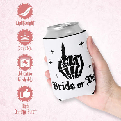 CiyvoLyeen 12PCS Bride or Die Bachelorette Can Coolers, Gothic Till Death Do Us Party Can Sleeves for Bridal Shower, Reusable Beer Bottle & Soda Holders