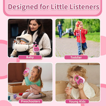 alilo Pocket Bunny Portable Kids Music Player, Musical Toys for Toddlers, Preloaded 120+ Stories/Music/Lullabies/White Noise, Toddler Gift for Girls (with Strap and Ring)