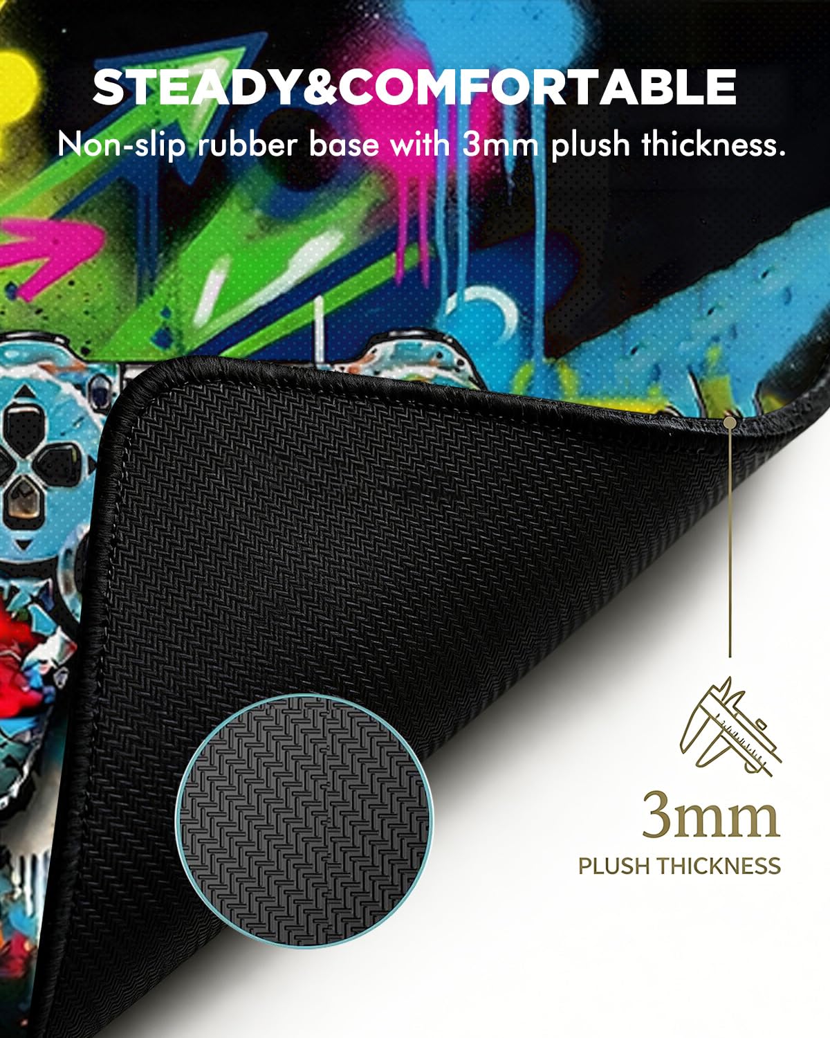 GooodiderX Mouse Pad, Game Mousepad, Large Size 31.5x11.8in, Mouse Pads with Stitched Edge & Rubber Non-Slip Bottom, Designed for Gaming, Home, Office (Game Console)