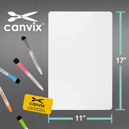 Magnetic Dry Erase Whiteboard for Refrigerator – Magnetized, Removable, Residue-Free Art and Memo Board for Family, Kids, Home, and Office – Magnetic Markers & Eraser Included (17 x 11 Inches)