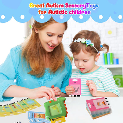 Toddler Toys Talking Flash Cards for 1-5 Years Old, 336 Sight Words Language Learning Toys, Autism Sensory Toys for Autistic Children, Montessori Toys, Educational Birthday Gifts for Toddlers (Green)