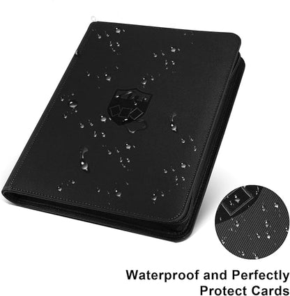 12 Pocket Ringless Side Loading Trading Card Binder, 720 Cards PU Fixed Page Zipper Card Album for TCG Sports Game Cards, Not Fit Top Loaders (Black)