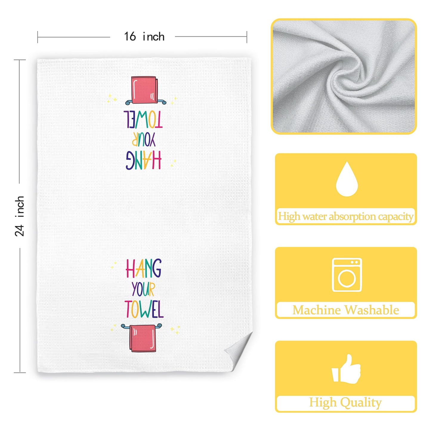 CIOJUNE Kids Decorative Hand Towels for Bathroom 16x24 Sets of 2, Toddler Boys Girls Bathroom Decor, Wash Your Hands Decor for Kid